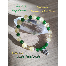 Bracelet en Citrine & Jade Néphrite Vibrations Cristallines