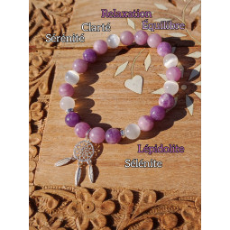 Bracelet en Lépidolite & Sélénite