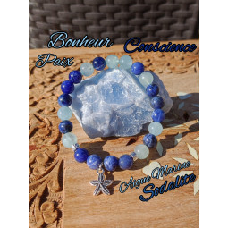 Bracelet en Aigue Marine & Sodalite Vibrations Cristallines