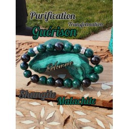 Bracelet en Malachite & Shungite