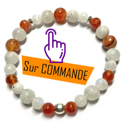 Bracelet en Agate Feu & Pierre de Lune.