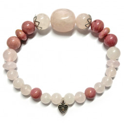 Bracelet en Rhodonite & Quartz Rose