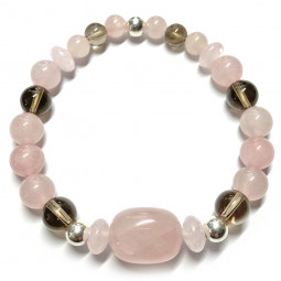 Bracelet en Quartz Rose & Quartz  Fumé