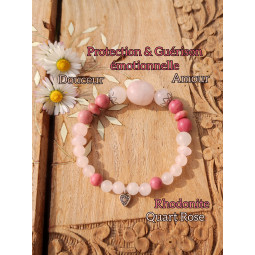 Bracelet en Rhodonite & Quartz Rose