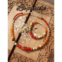 Bracelet en Cornaline & Chrysoprase