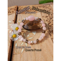 Bracelet en Quartz Rose & Quartz  Fumé