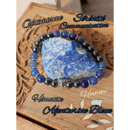 Bracelet en Hématite & Aventurine Bleue