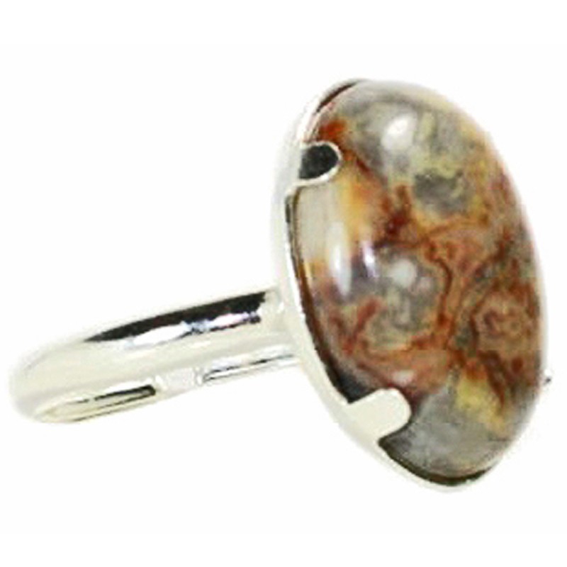 Bague Argent & Agate Crazy Lace Ovale