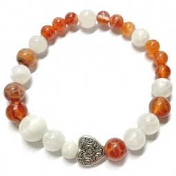 Bracelet en Agate Feu & Pierre de Lune.