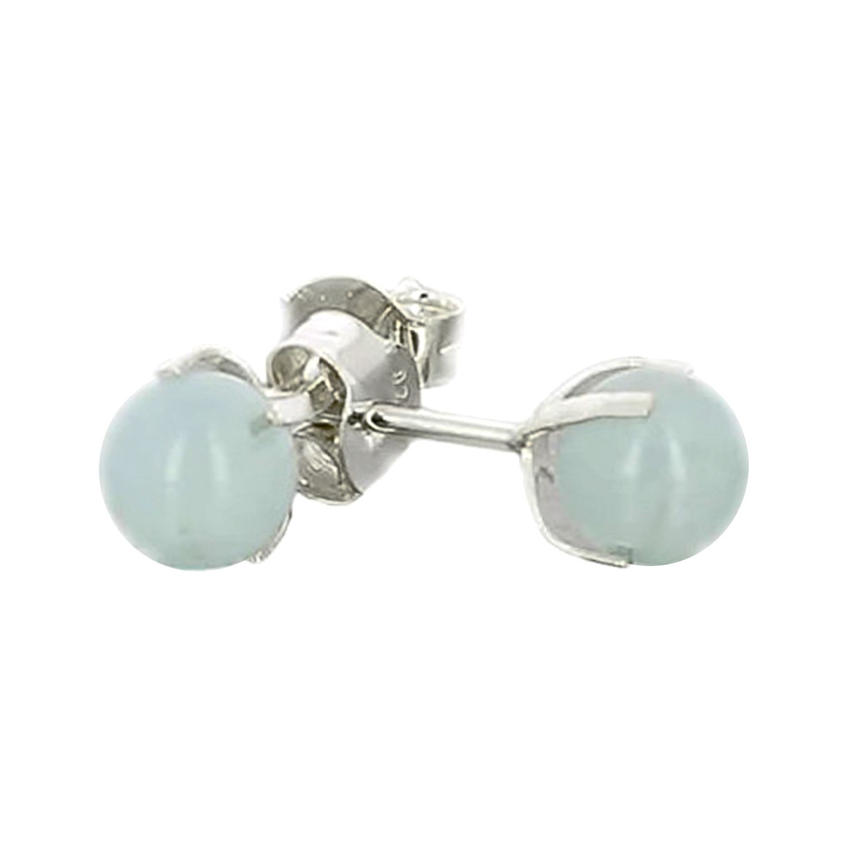 Boucles d'Oreilles en Aigue Marine & Argent - Style Puces