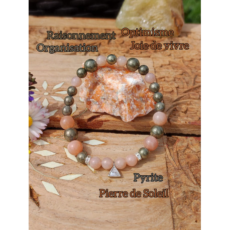 Bracelet en Pyrite & Pierre de Soleil