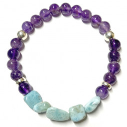 Bracelet en Larimar & Améthyste