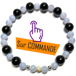 Bracelet en Calcédoine & Onyx