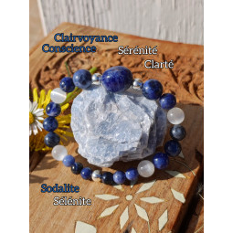 Bracelet en  Sodalite & Sélénite