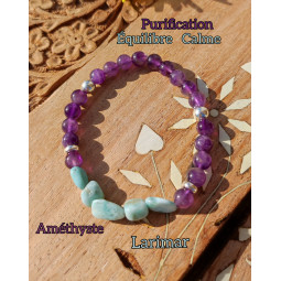 Bracelet en Larimar & Améthyste