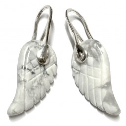 Boucles d'Oreilles en Howlite & Argent Vibrations Cristallines