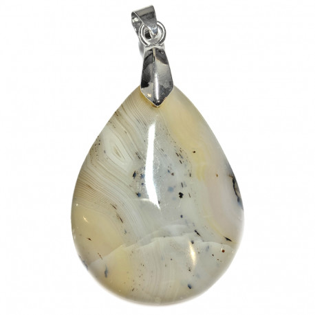 Pendentif Cabochon en Agate Dendrite Vibrations Cristallines