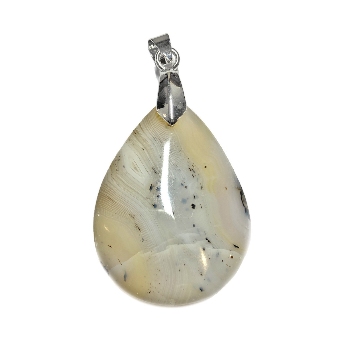 Pendentif Cabochon en Agate Dendrite Vibrations Cristallines