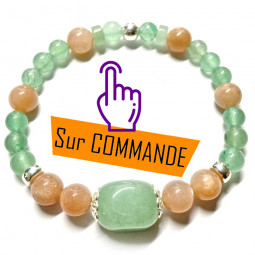Bracelet en Aventurine Verte & Pierre de Soleil Vibrations Cristallines