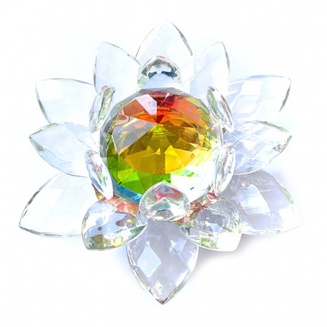 Fleur de Lotus en Cristal Arc en Ciel - 17cm