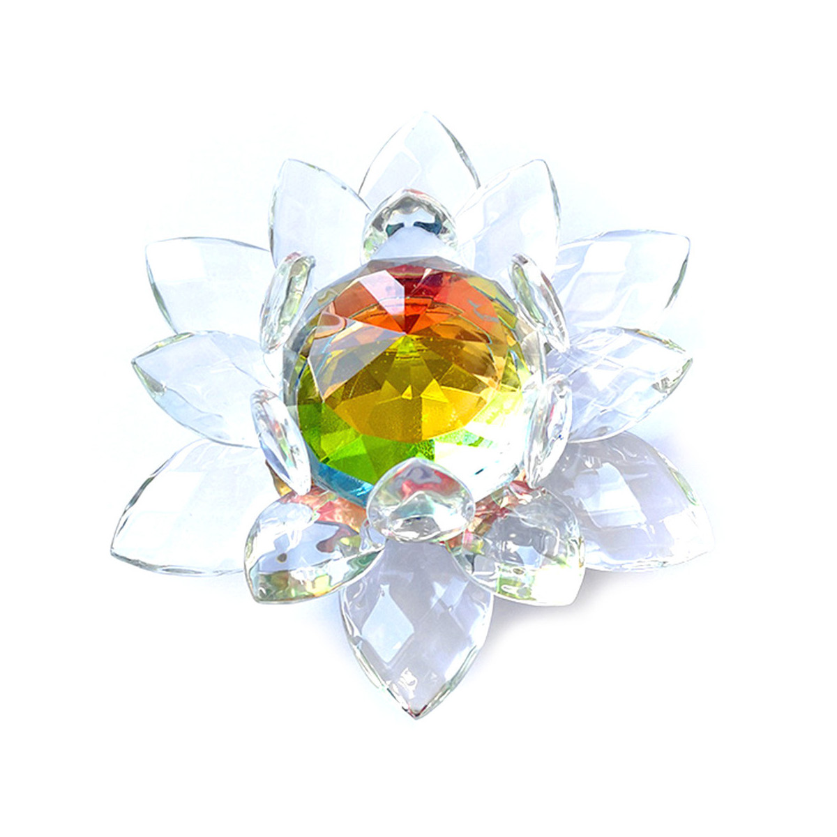 Fleur de Lotus en Cristal Arc en Ciel - 17cm