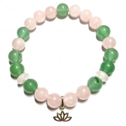 Bracelet en Aventurine Verte & Quartz Rose Vibrations Cristallines