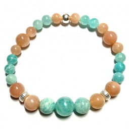 Bracelet en Amazonite & Pierre de Soleil Vibrations Cristallines