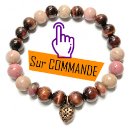 Bracelet Rhodonite & Oeil de Taureau Vibrations Cristallines