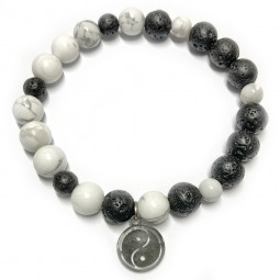 Bracelet Howlite & Basalte Vibrations Cristallines