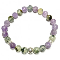 Bracelet en Améthyste & Préhnite Vibrations Cristallines