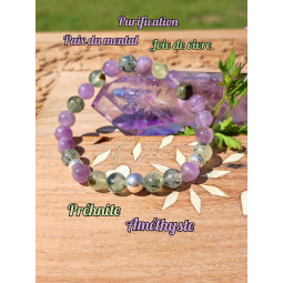 Bracelet en Améthyste & Préhnite Vibrations Cristallines