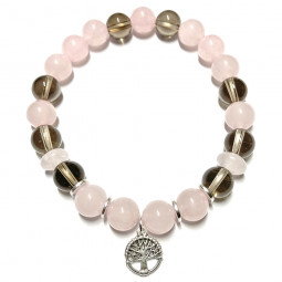 Bracelet en Quartz Rose & Quartz Fumé Vibrations Cristallines