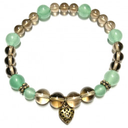 Bracelet en Aventurine Verte & Quartz Fumé Vibrations Cristallines