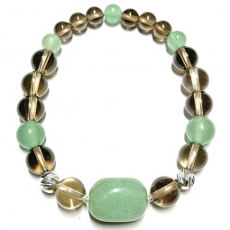 Bracelet en Aventurine Verte & Quartz Fumé Vibrations Cristallines