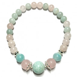 Bracelet en Quartz Rose & Amazonite Vibrations Cristallines