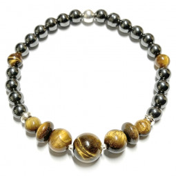 Bracelet en Oeil de Tigre & Hématite Vibrations Cristallines