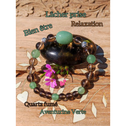 Bracelet en Aventurine Verte & Quartz Fumé Vibrations Cristallines