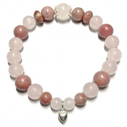 Bracelet en Rhodonite & Quartz Rose Vibrations Cristallines