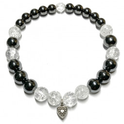 Bracelet en Hématite & Cristal de Roche Vibrations Cristallines