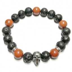 Bracelet en Jaspe Rouge & Basalte Vibrations Cristallines