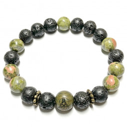 Bracelet Unakite & Basalte Vibrations Cristallines