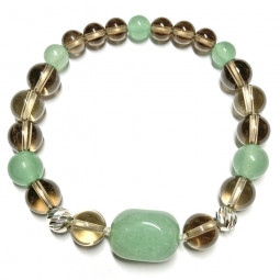 Bracelet en Aventurine Verte & Quartz Fumé Vibrations Cristallines