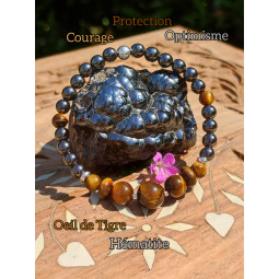 Bracelet en Oeil de Tigre & Hématite Vibrations Cristallines