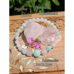 Bracelet en Quartz Rose & Amazonite Vibrations Cristallines