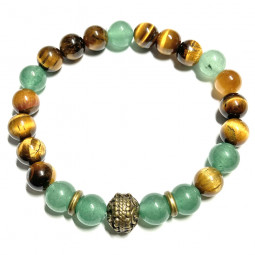 Bracelet en Aventurine Verte & Oeil de Tigre Vibrations Cristallines