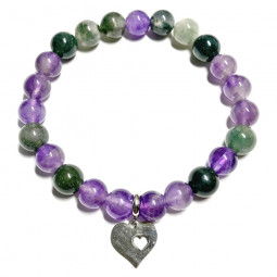 Bracelet en Améthyste & Agate Mousse Vibrations Cristallines