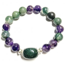Bracelet en Améthyste & Agate Mousse Vibrations Cristallines