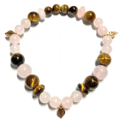 Bracelet  en Quartz Rose & Oeil de Tigre Vibrations Cristallines