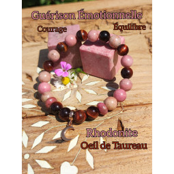 Bracelet Rhodonite & Oeil de Taureau Vibrations Cristallines
