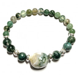 Bracelet Boules en Agate Mousse Vibrations Cristallines